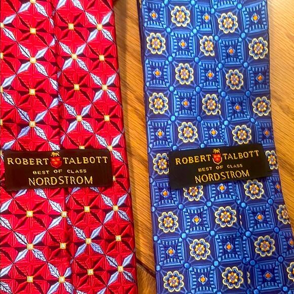 Robert Talbots set of two Elegant Red and Blue Patterned men Ties - Picture 6 of 6